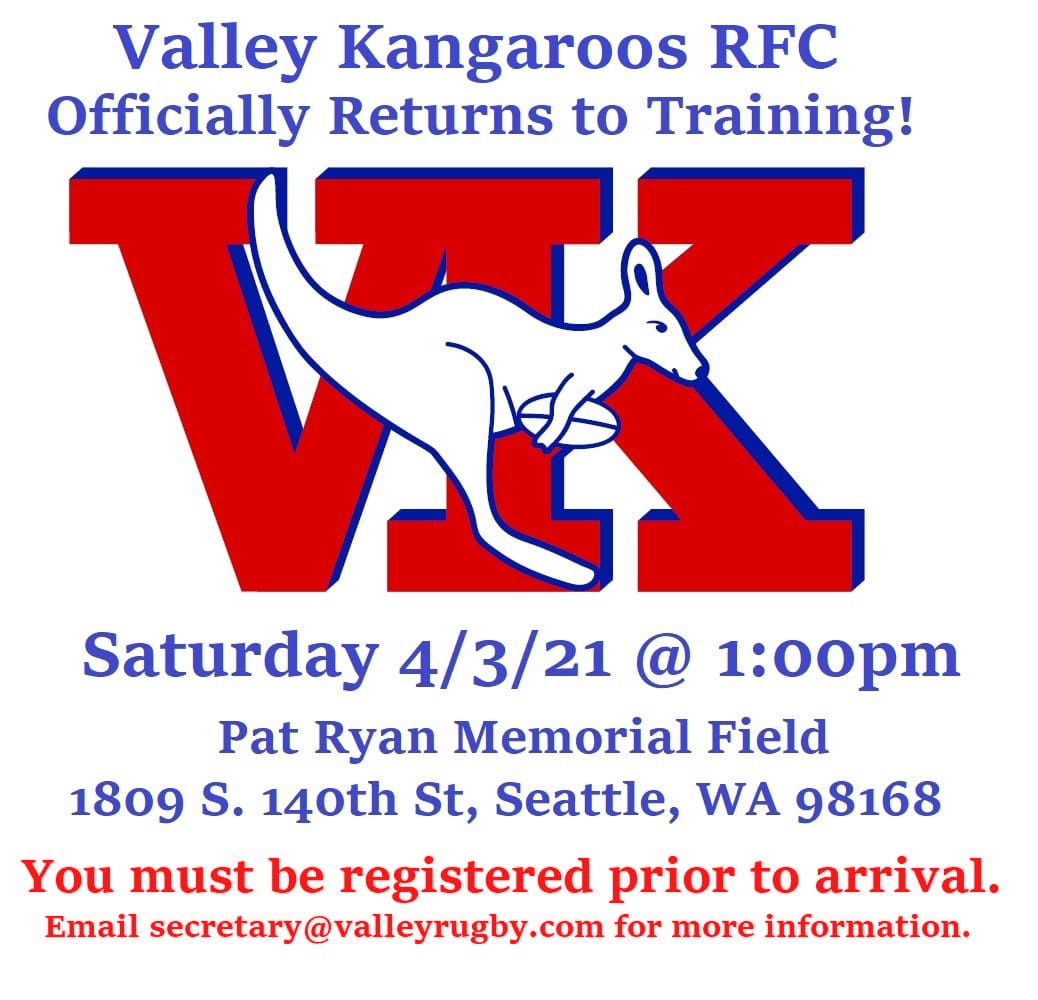 2021 Training Returns! Valley Kangaroos Rugby Football Club